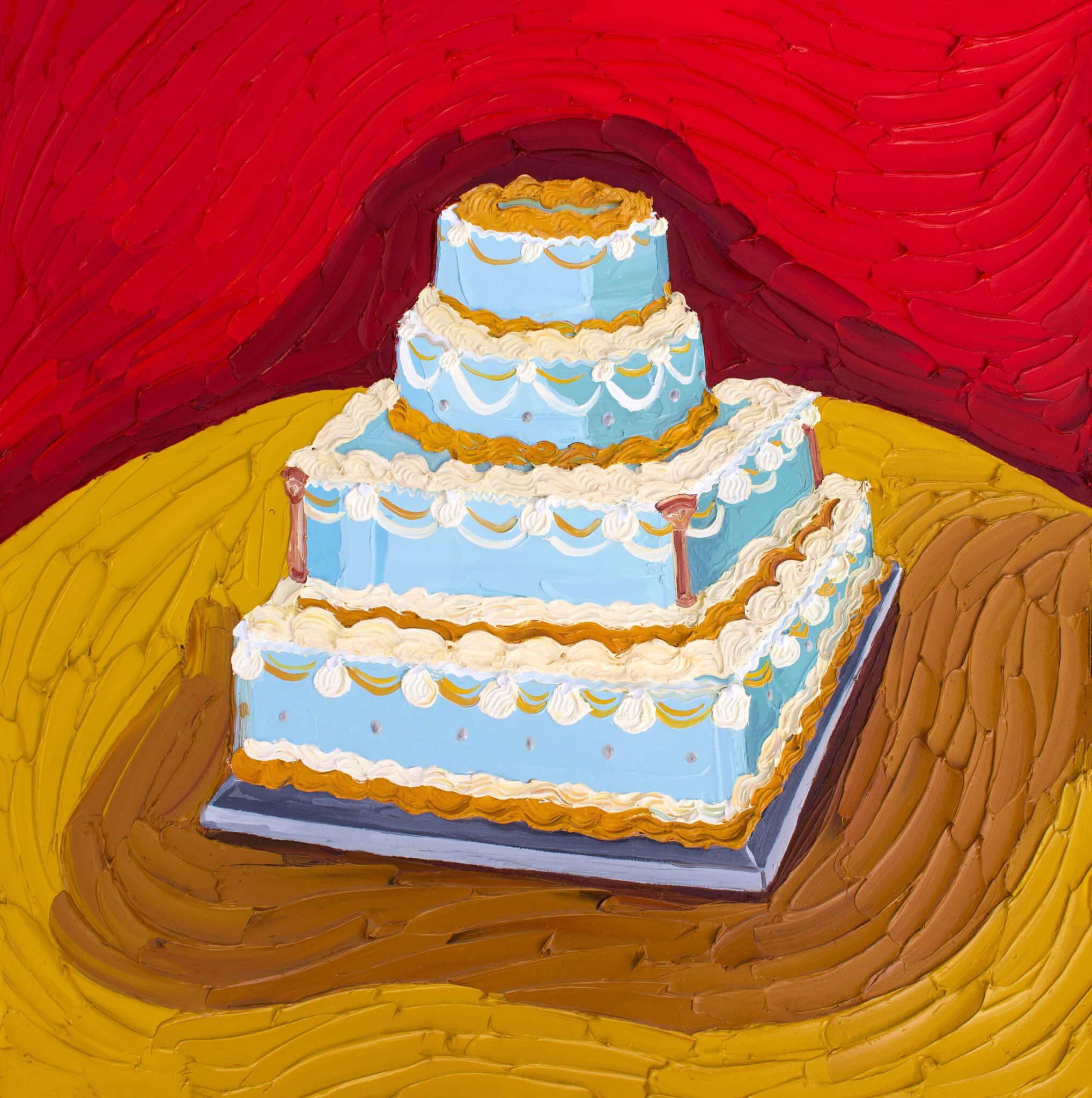 Alice Straker Wedding Cake on Ochre and Red