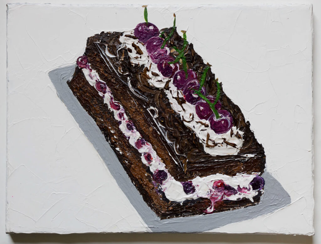 Black Forest Gateau Dessert Pudding Art Original Oil Painting
