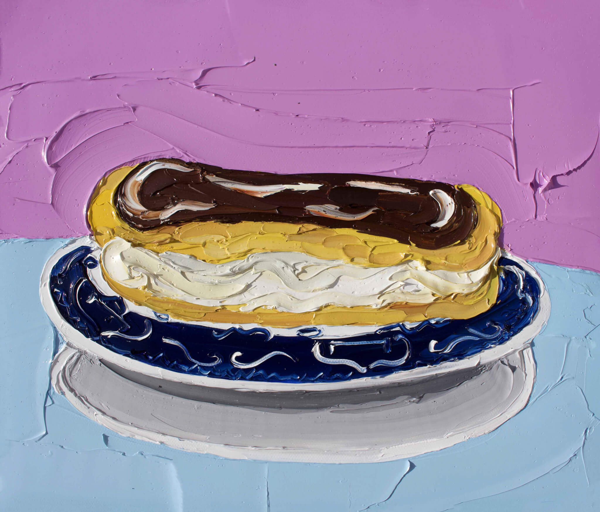 Chocolate Eclair on purple and blue