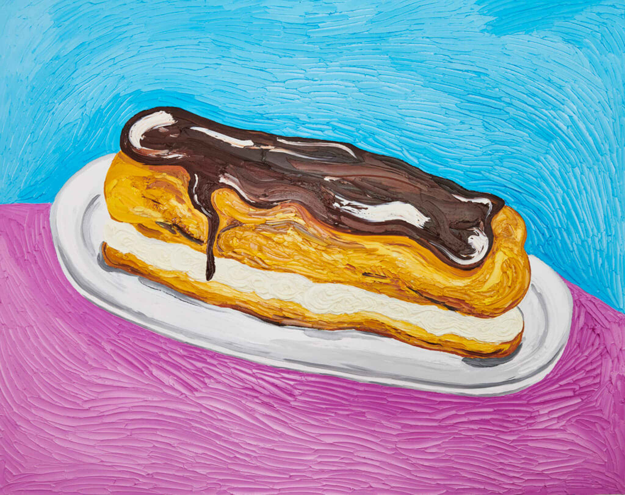 Chocolate Eclair Original Dessert Pudding Art Oil Painting Commission
