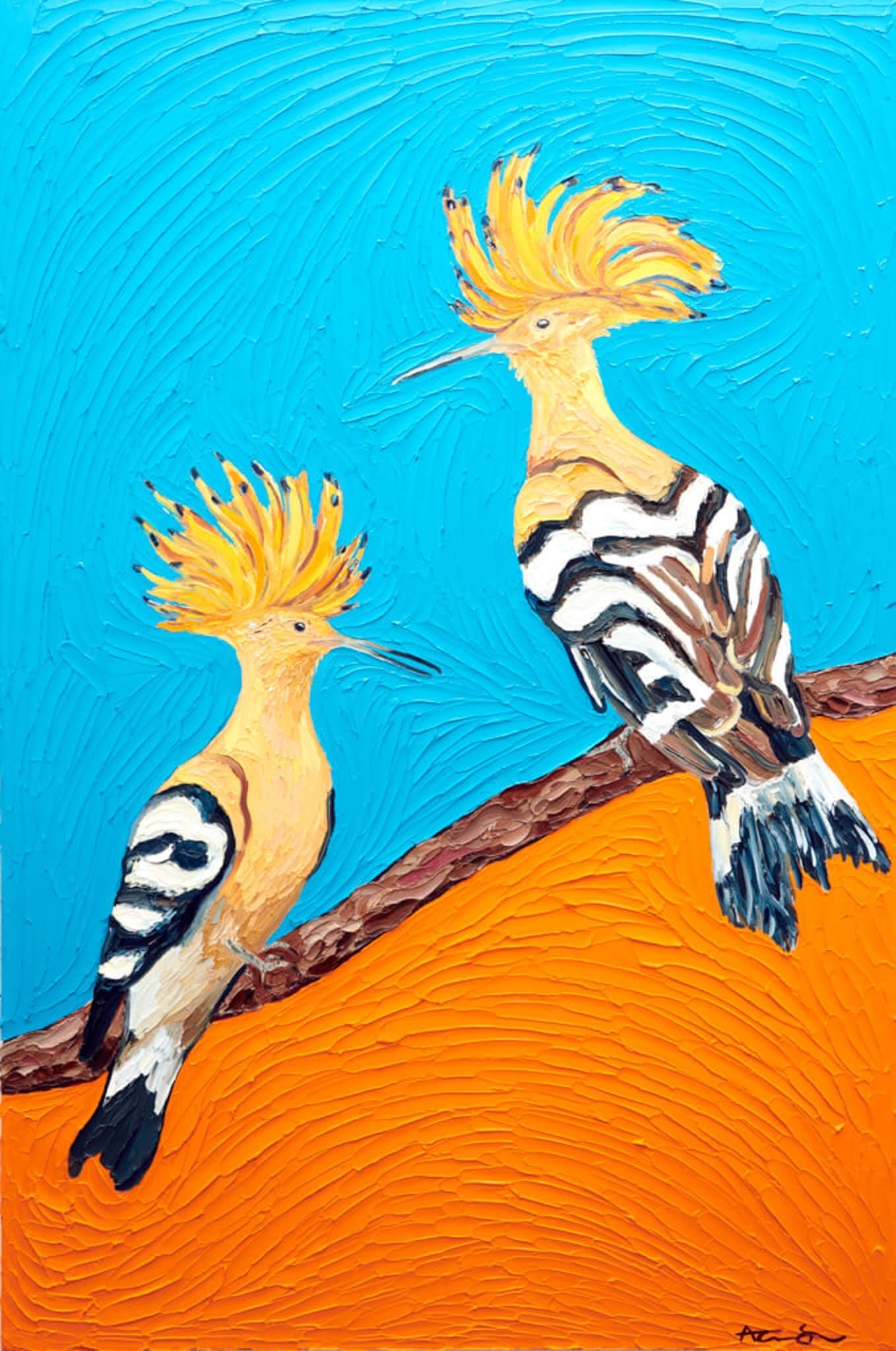 Hoopoe Birds Original Birds Oil Painting Love Birds