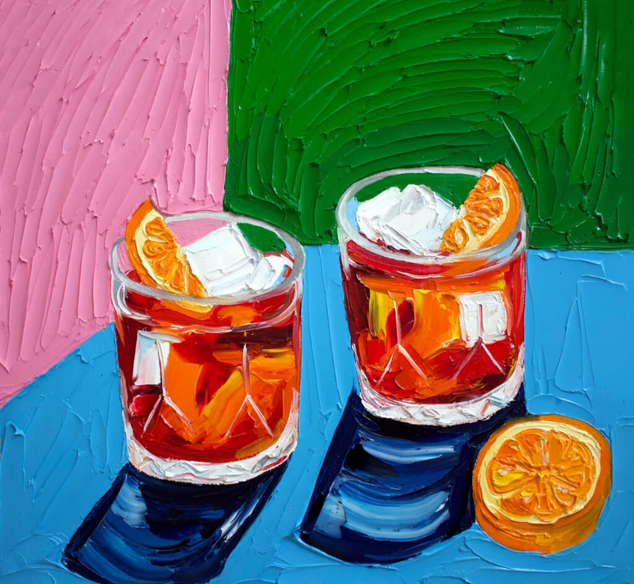 Negronis 8 on Pink Blue and Green Original Cocktail