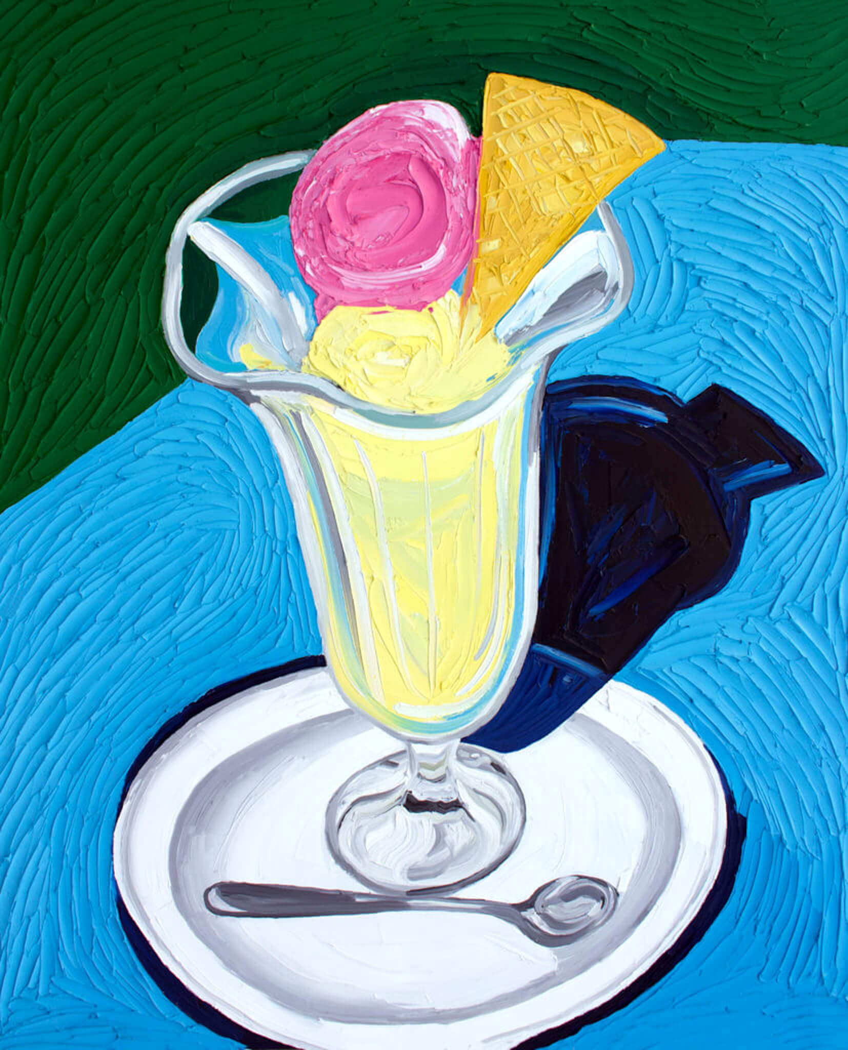 Raspberry and Vanilla Ice Cream in a Glass