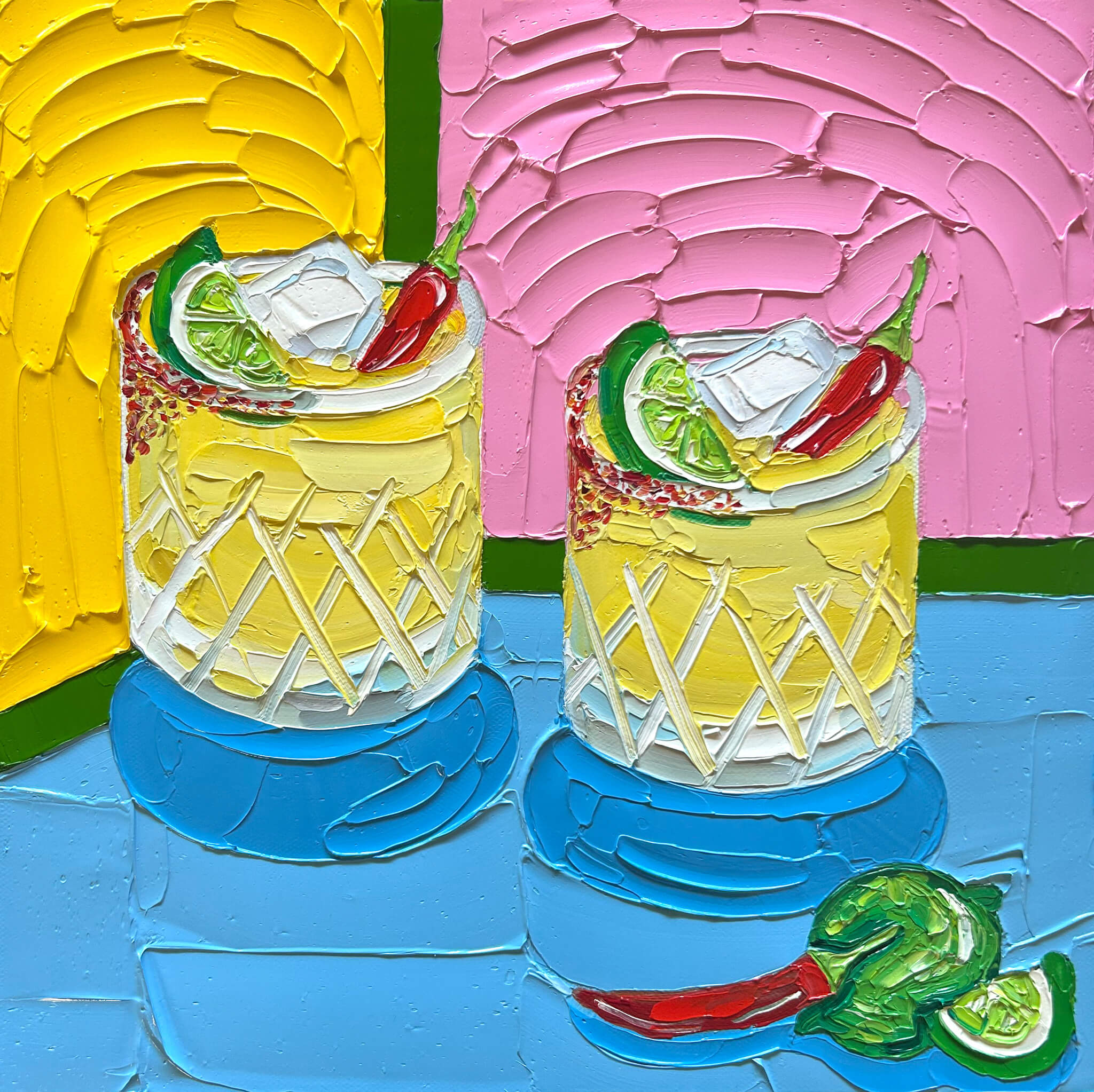 Spicy Margs on Yellow and Pink