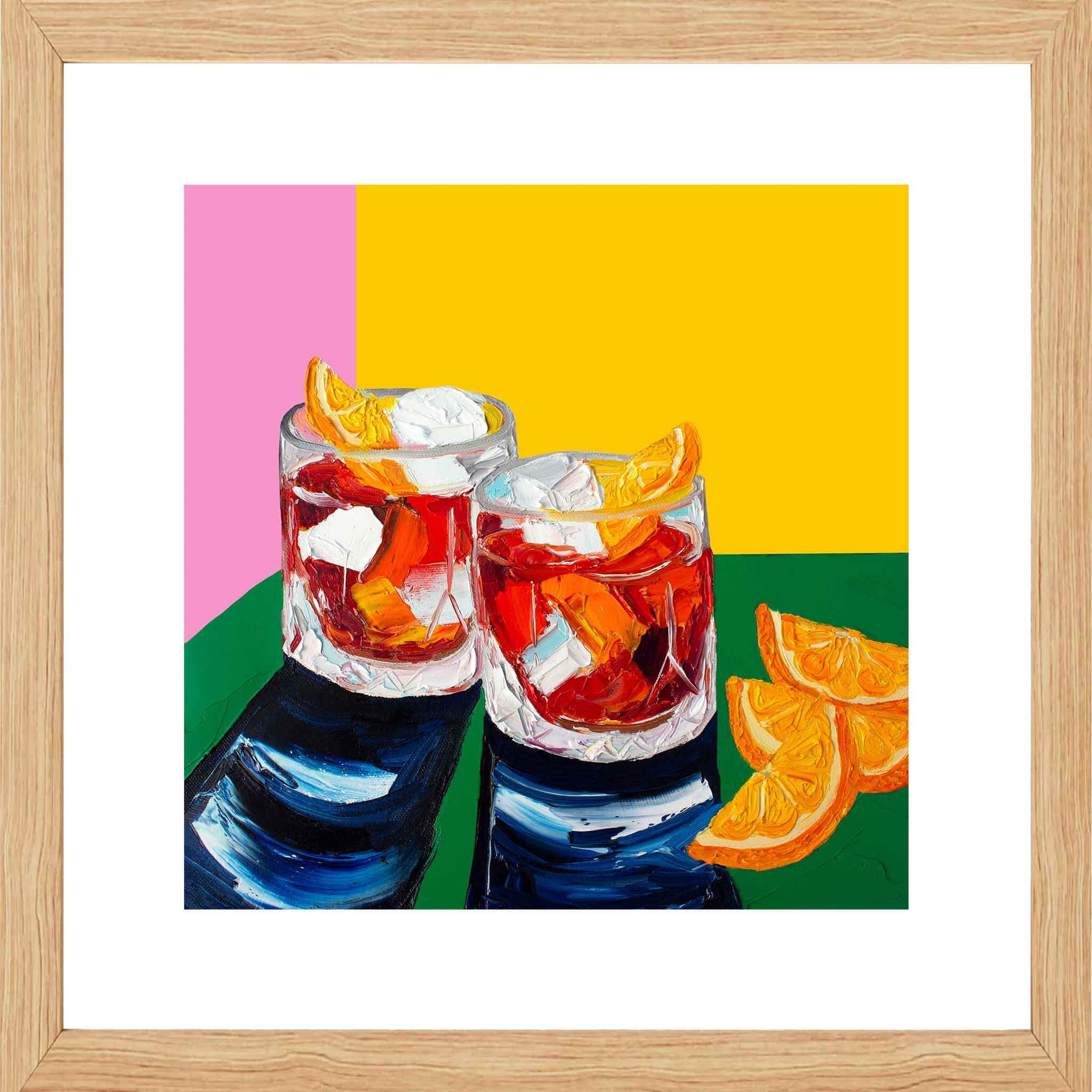 Negronis on Pink and Yellow Art Print