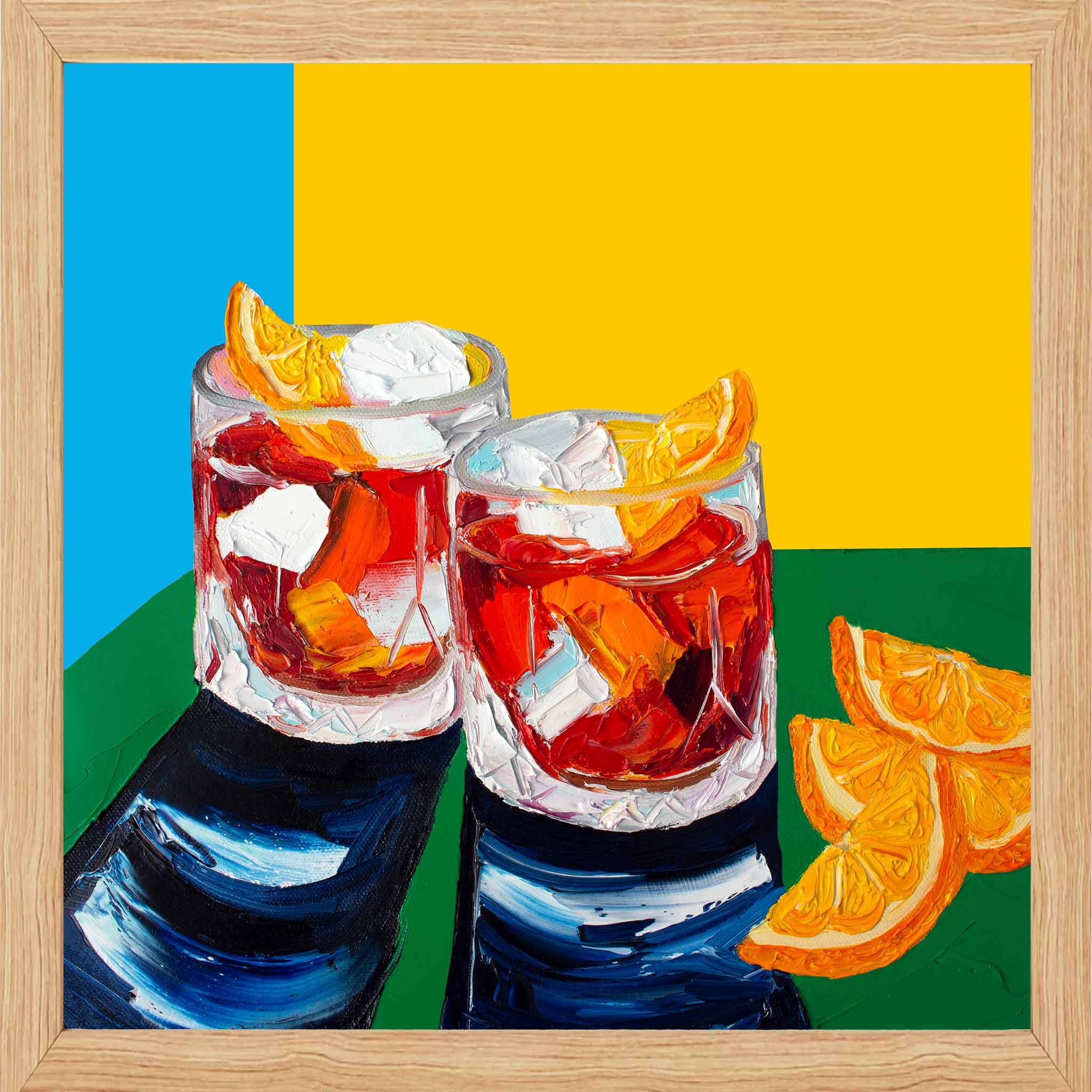 Negronis on Blue, Yellow and Green Art Print