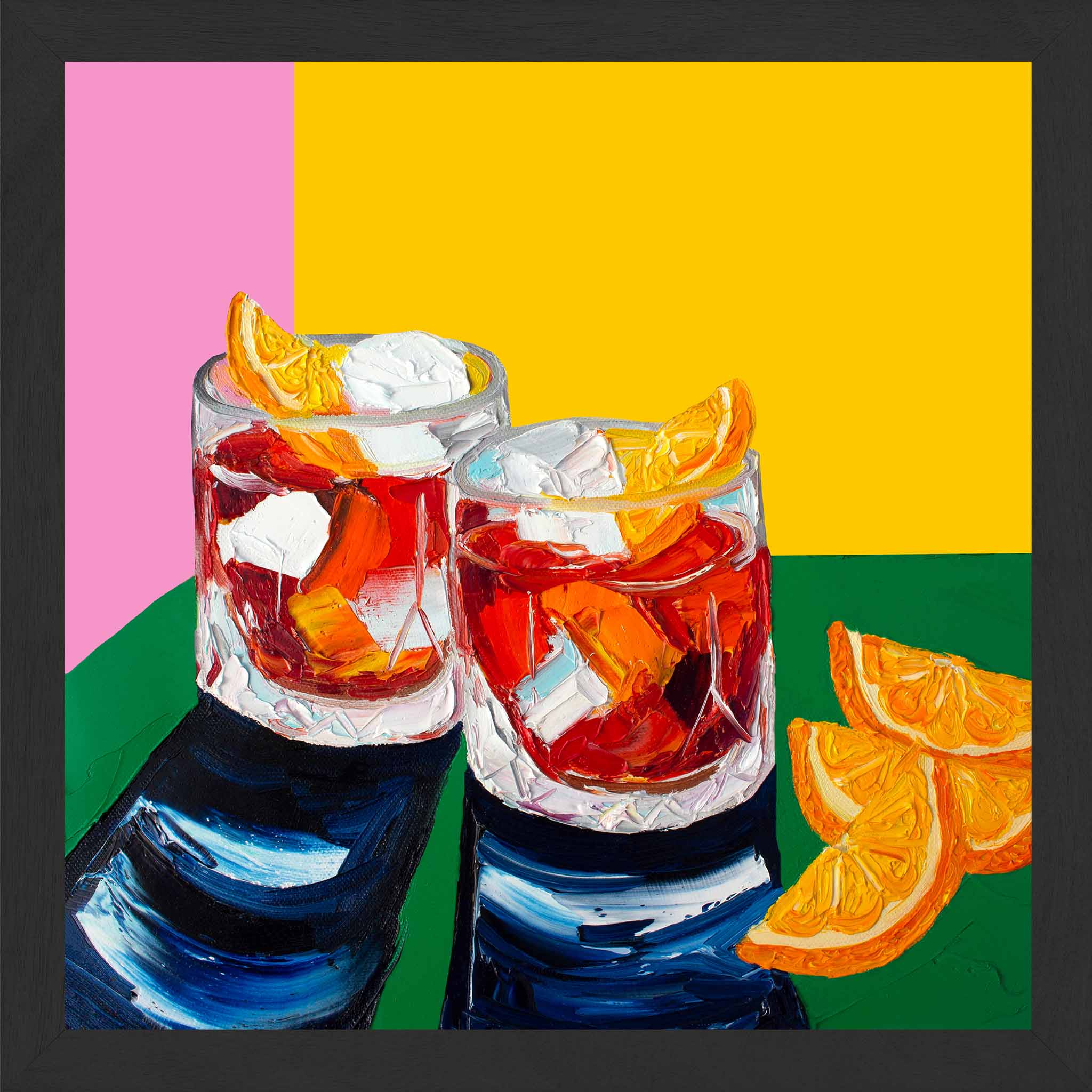 Negronis on Pink and Yellow Art Print