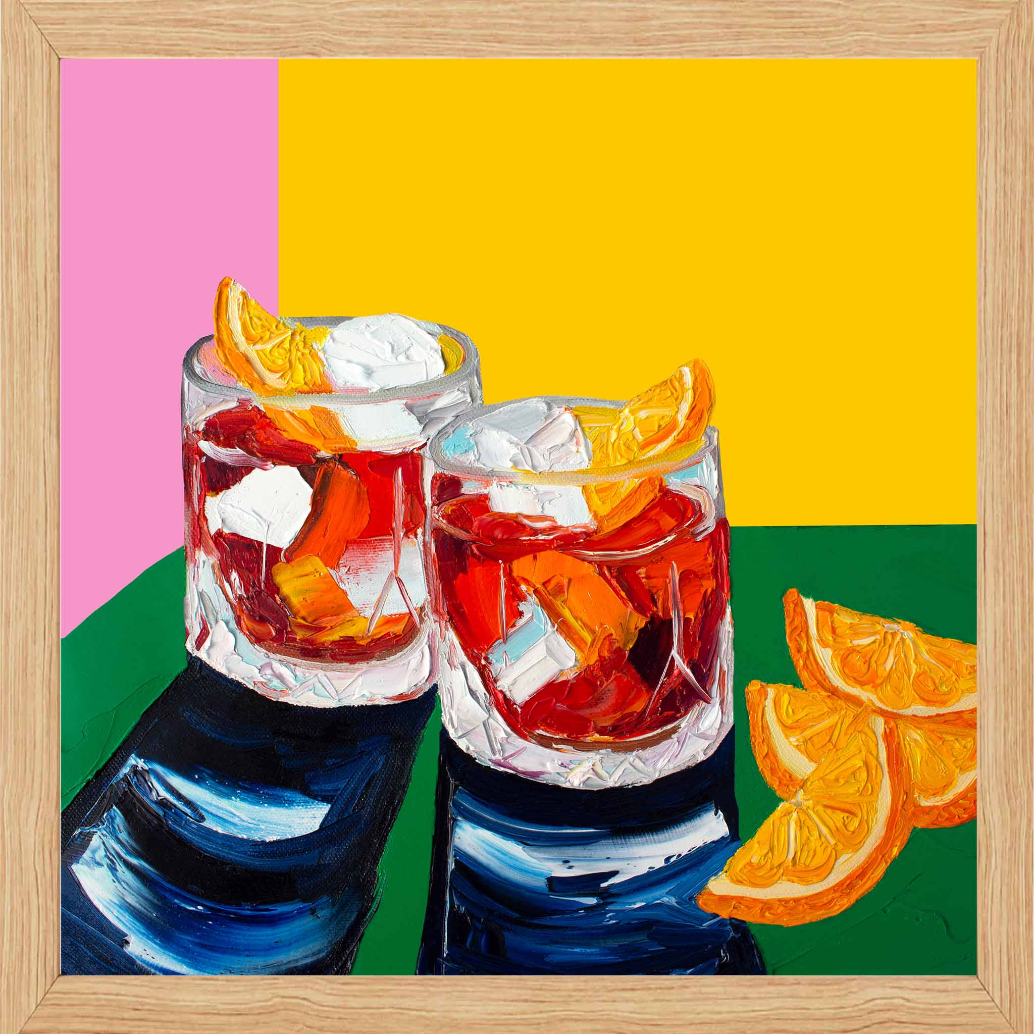 Negronis on Pink and Yellow Art Print