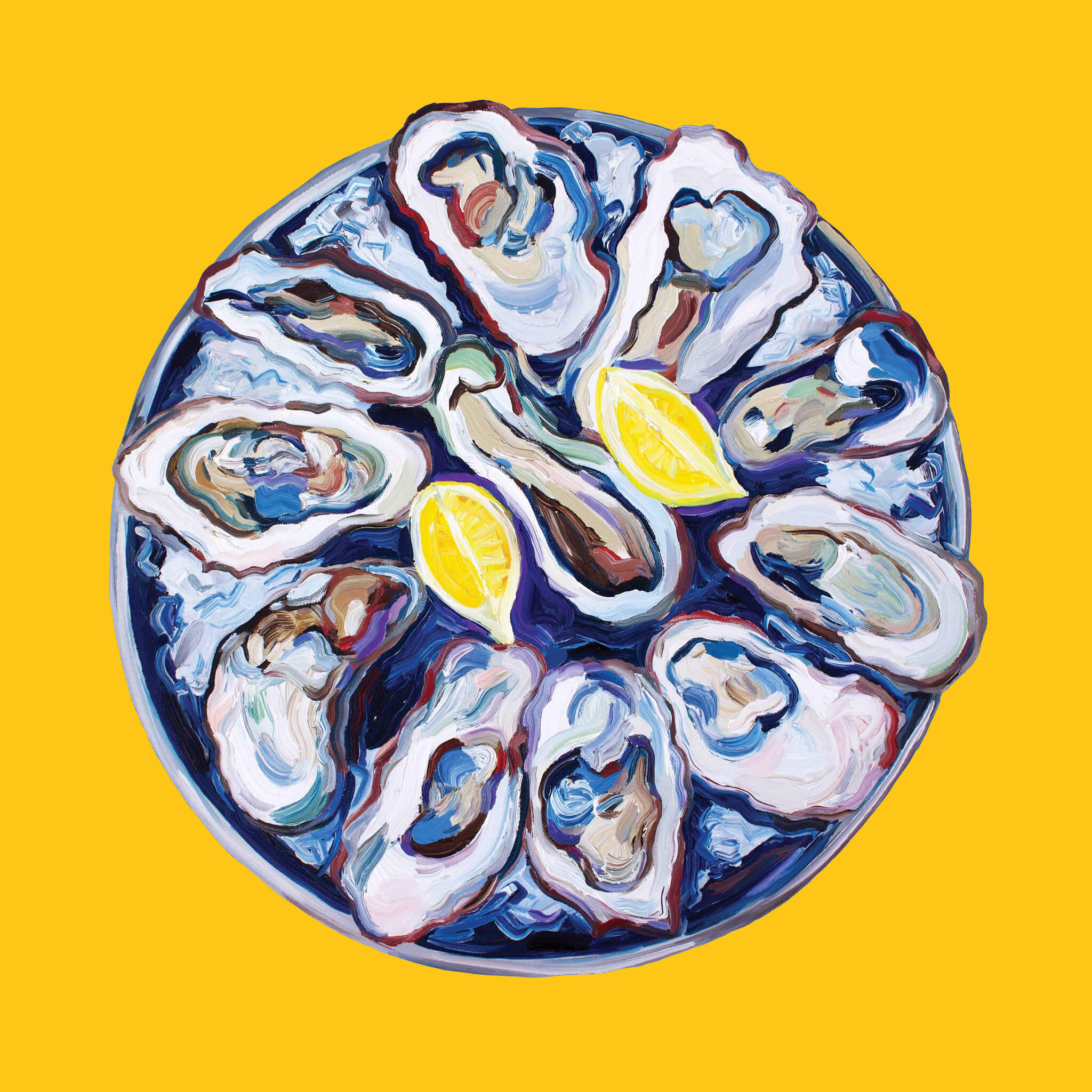 Oysters on a Plate Yellow
