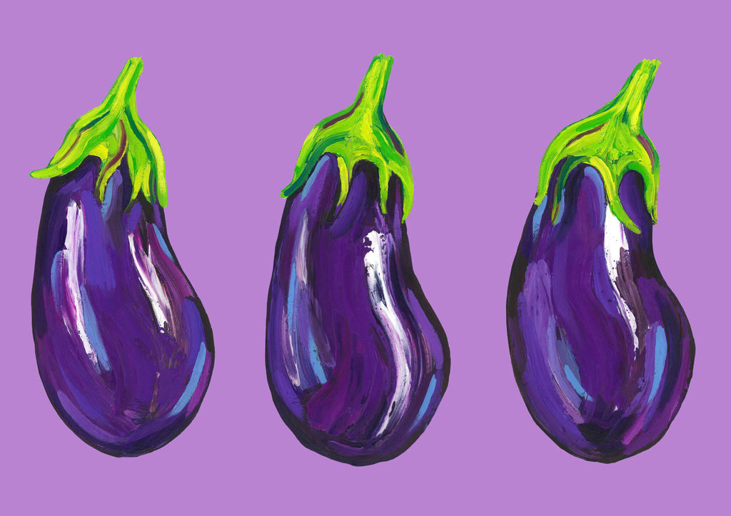 Aubergines on Purple Art Print