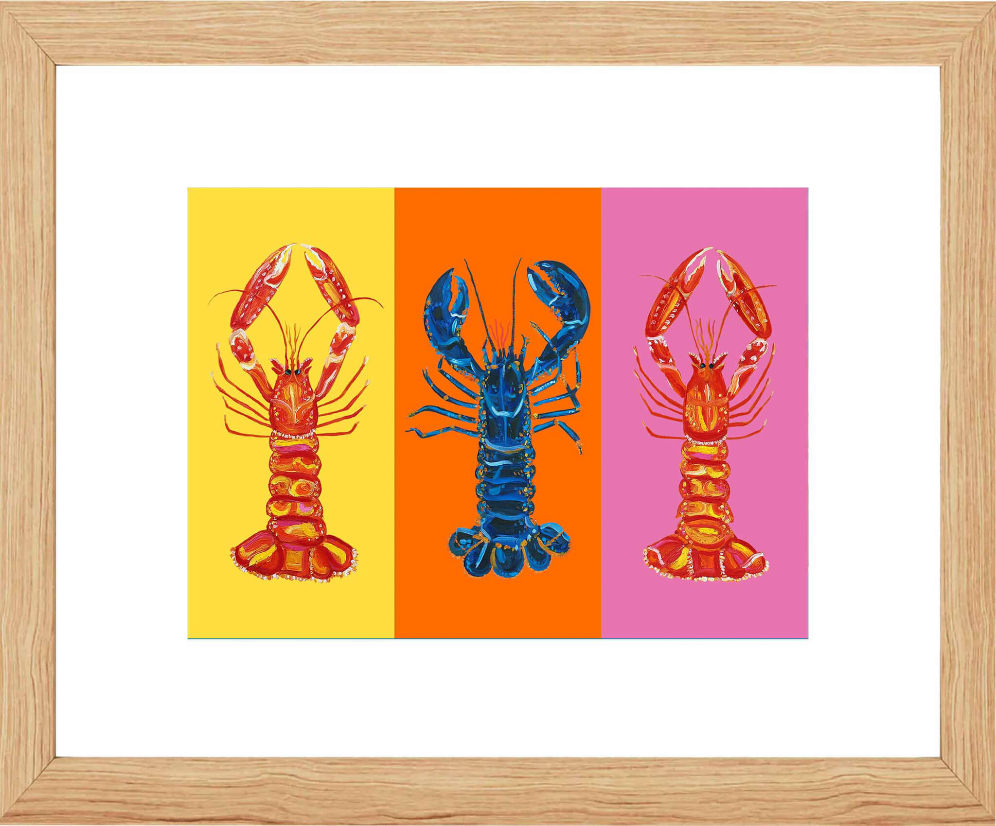 Lobster Pop Art on Yellow, Orange and Pink Art Print
