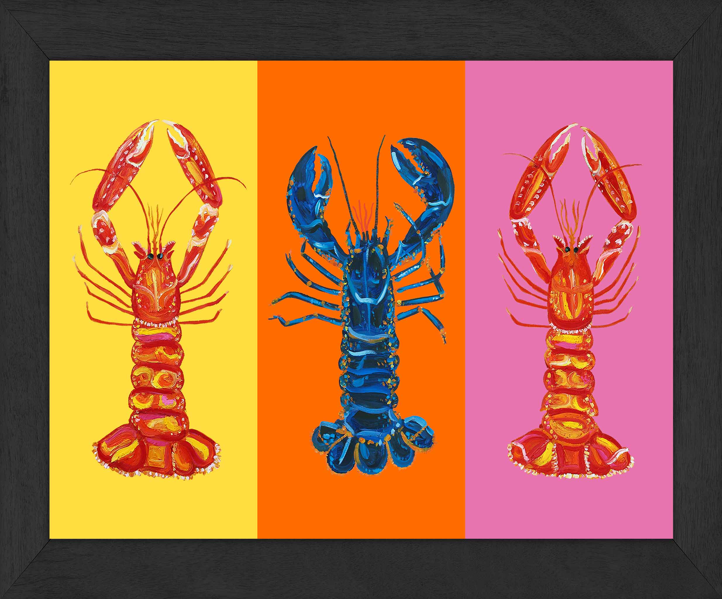 Lobster Pop Art on Yellow, Orange and Pink Art Print
