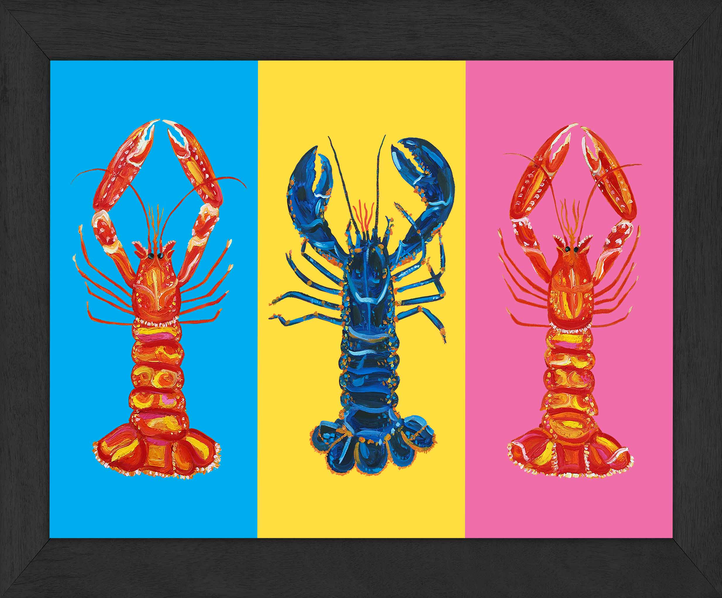 Lobster Pop Art, Blue, Yellow and Pink Art Print