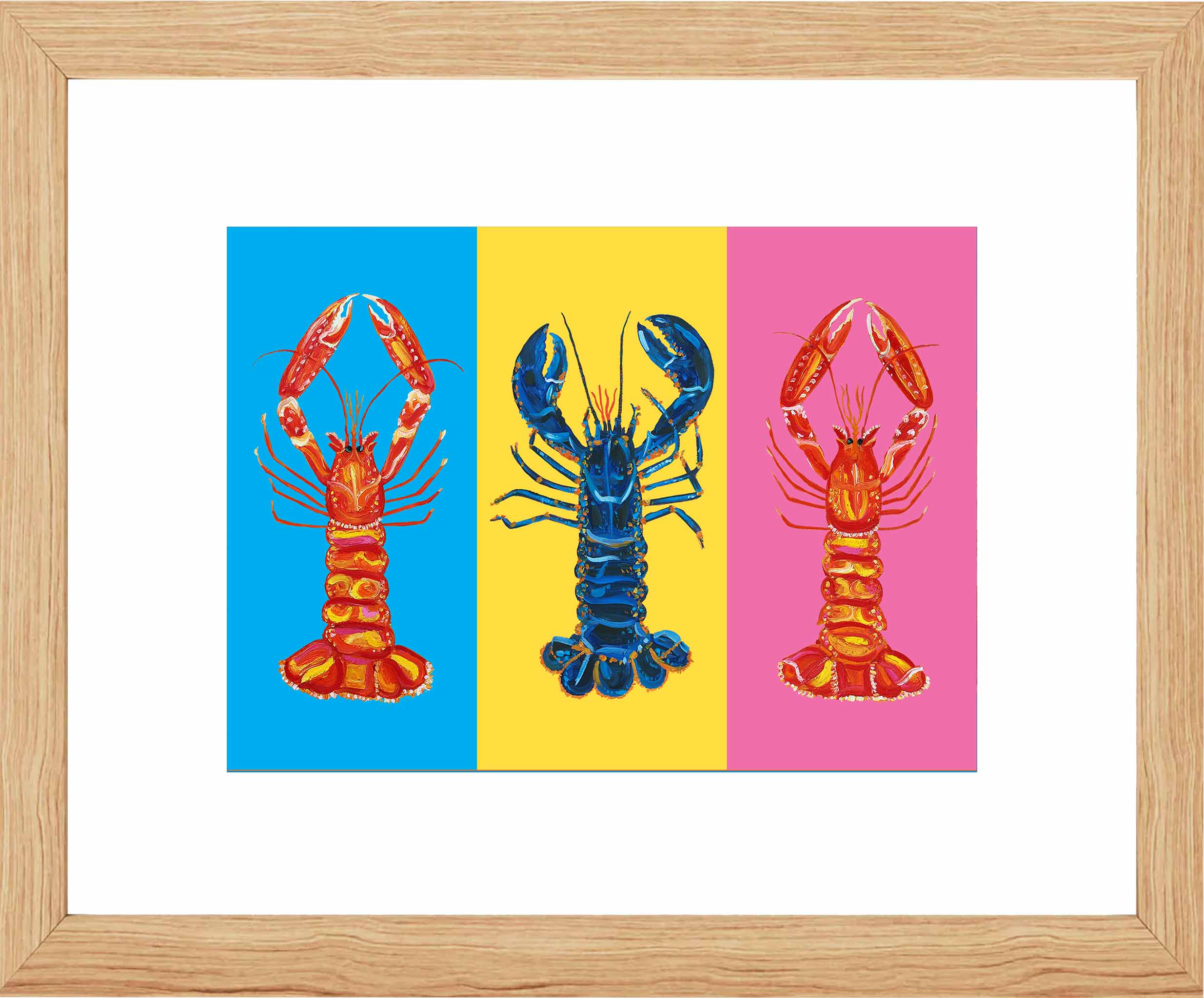 Lobster Pop Art, Blue, Yellow and Pink Art Print