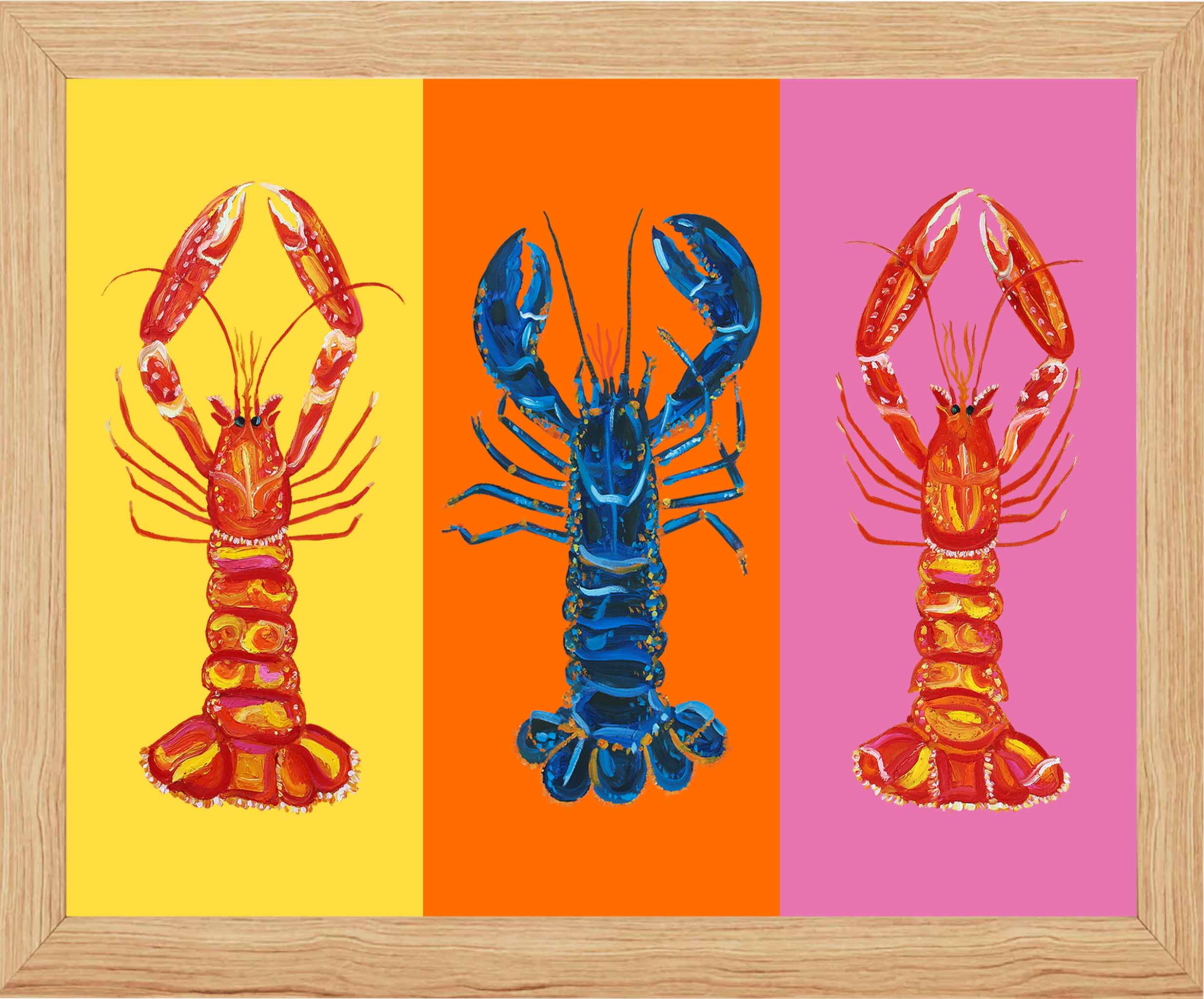 Lobster Pop Art on Yellow, Orange and Pink Art Print