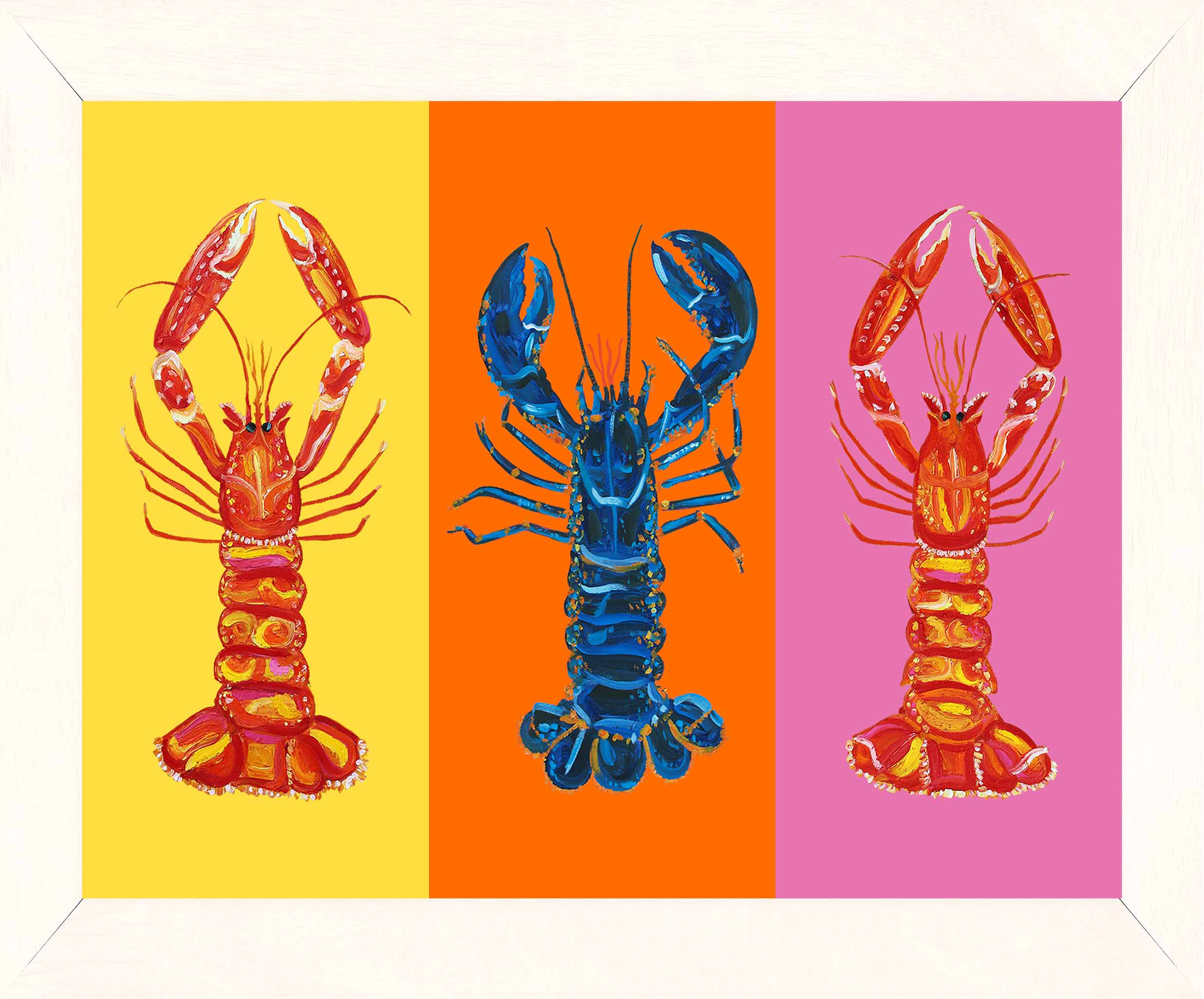 Lobster Pop Art on Yellow, Orange and Pink Art Print