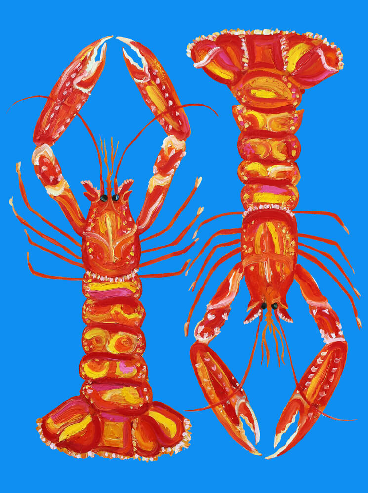 Langoustines on Blue Art Print