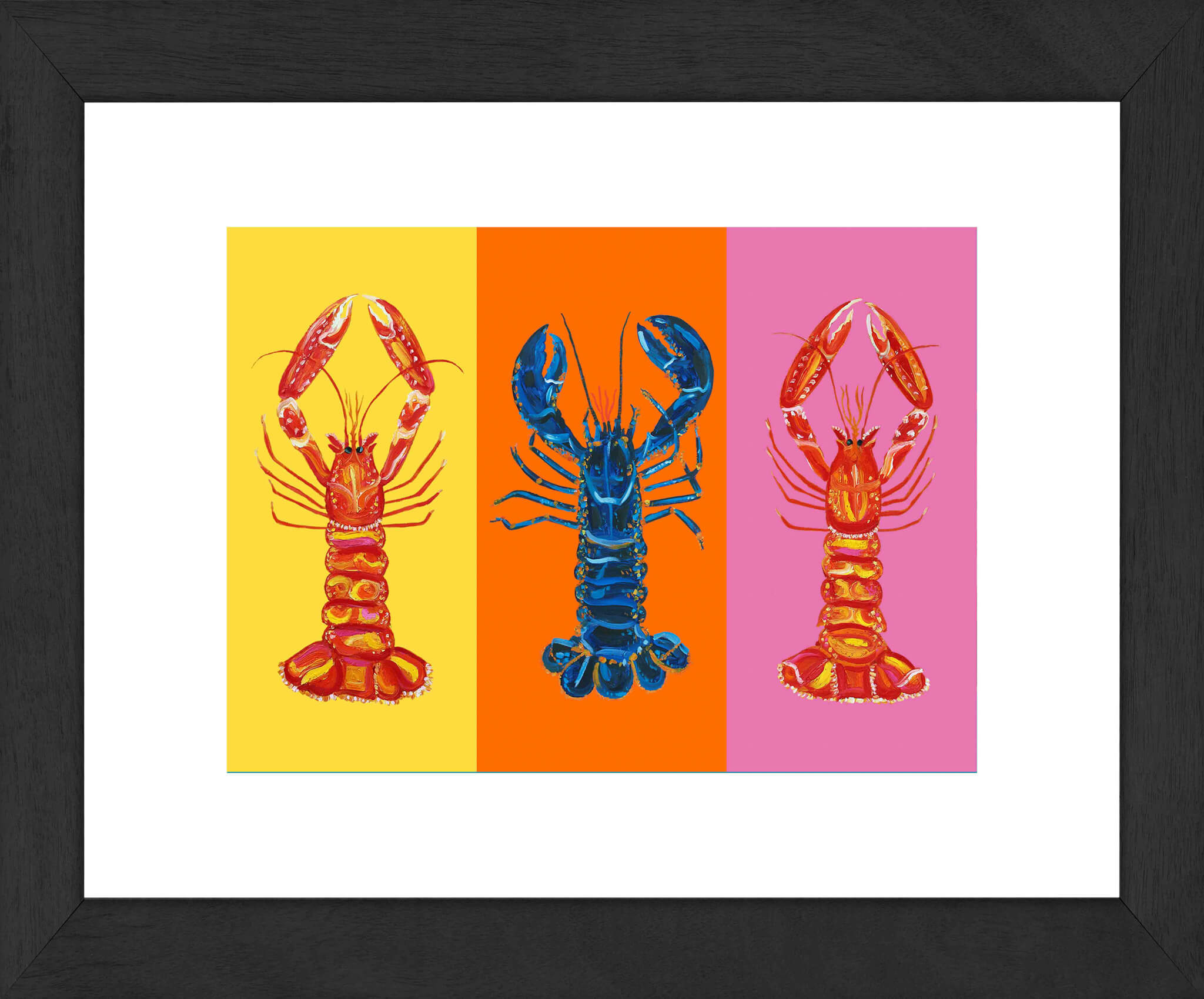 Lobster Pop Art on Yellow, Orange and Pink Art Print