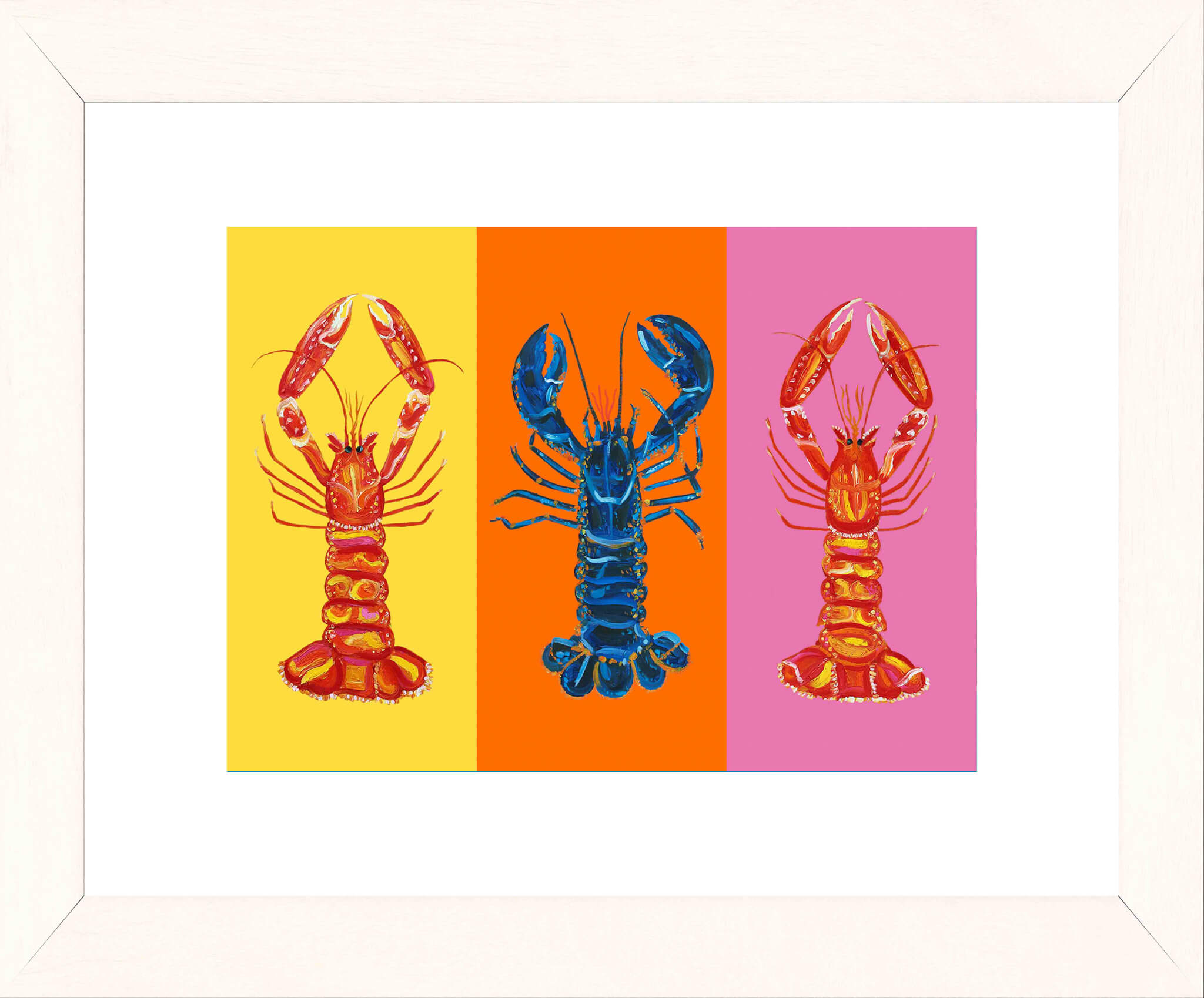 Lobster Pop Art on Yellow, Orange and Pink Art Print