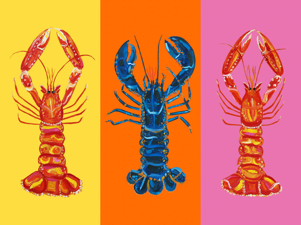 Lobster Pop Art on Yellow, Orange and Pink Art Print