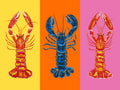 Lobster Pop Art on Yellow, Orange and Pink Art Print