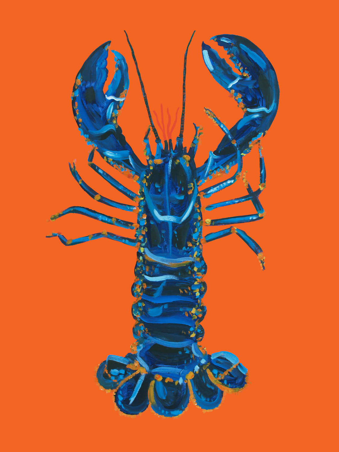 Lobster on Orange Art Print