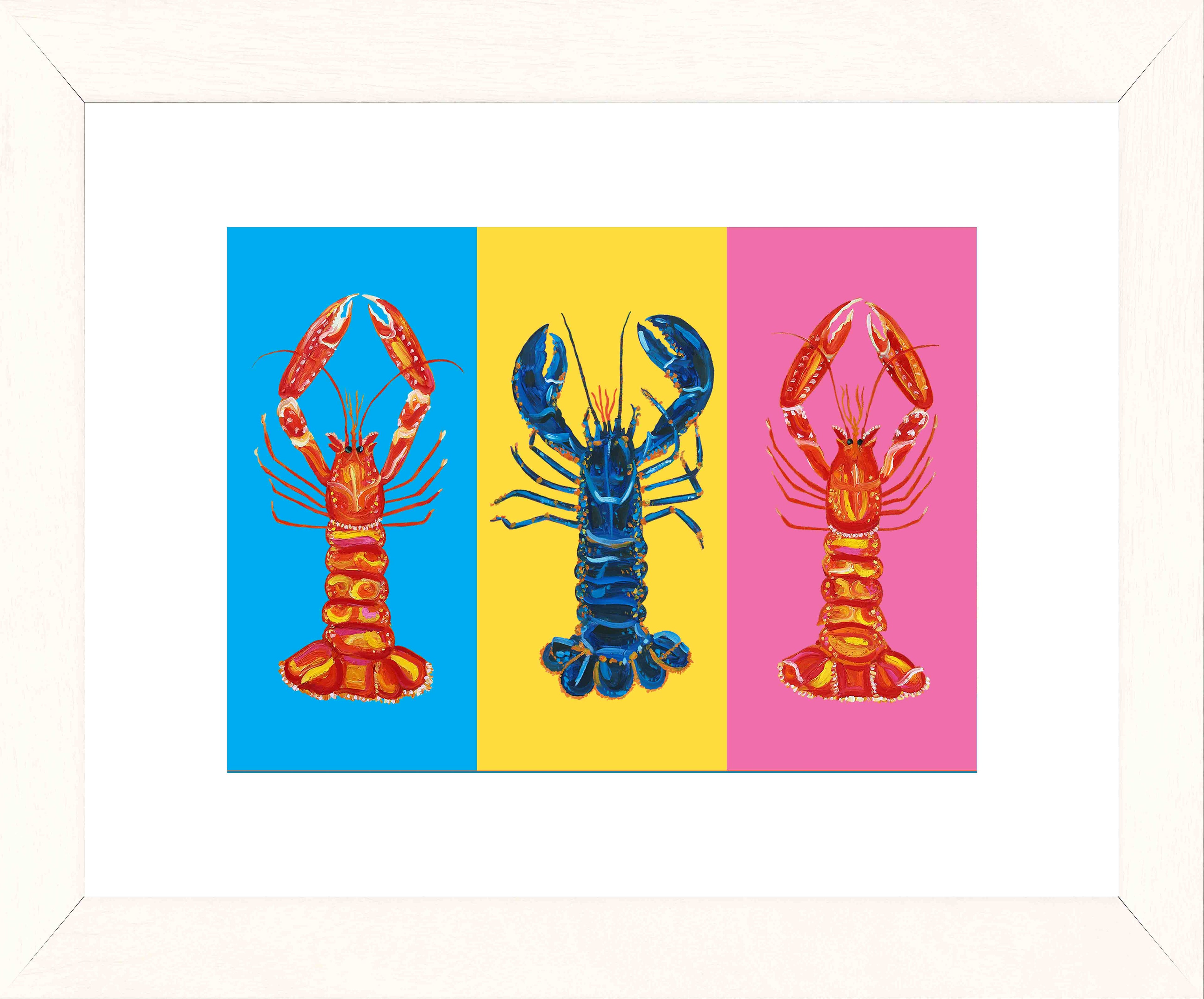 Lobster Pop Art, Blue, Yellow and Pink Art Print
