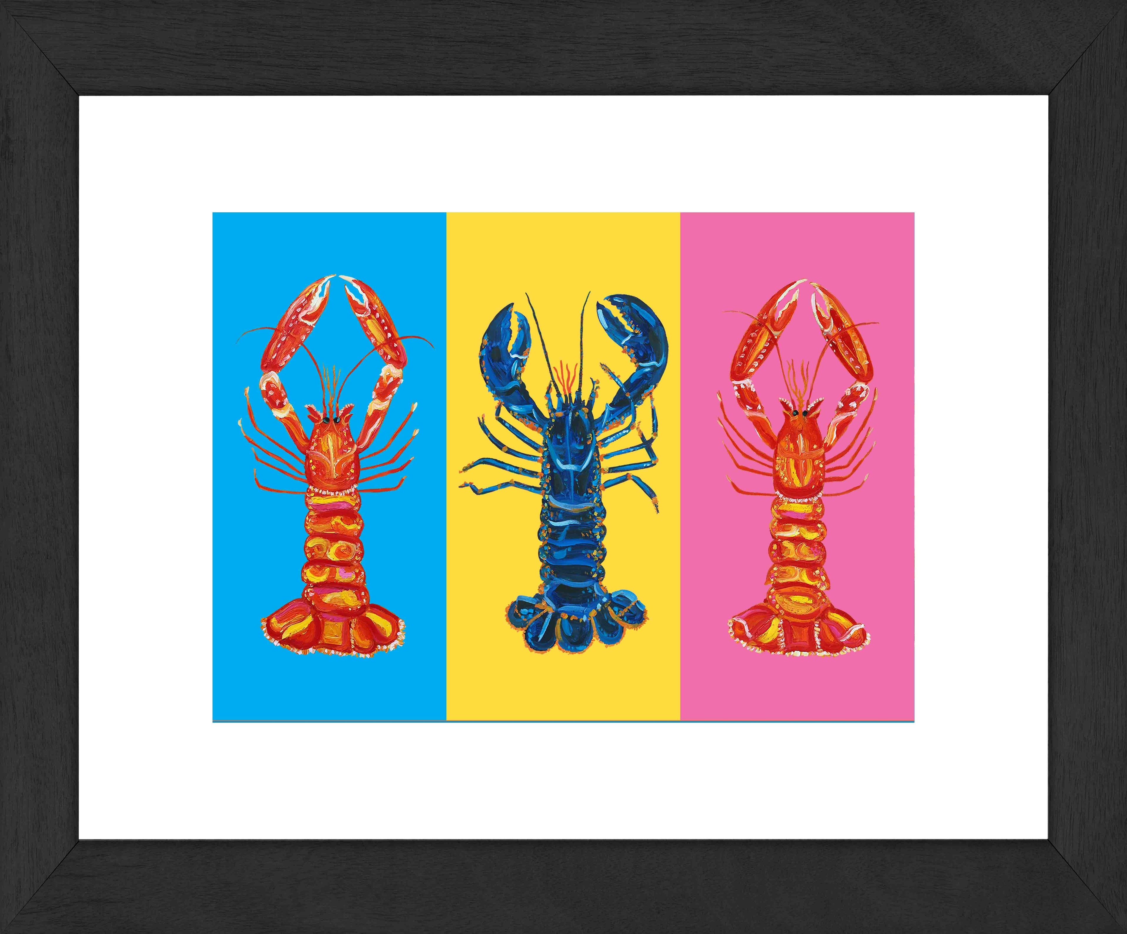 Lobster Pop Art, Blue, Yellow and Pink Art Print