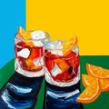 Negronis on Blue, Yellow and Green Art Print