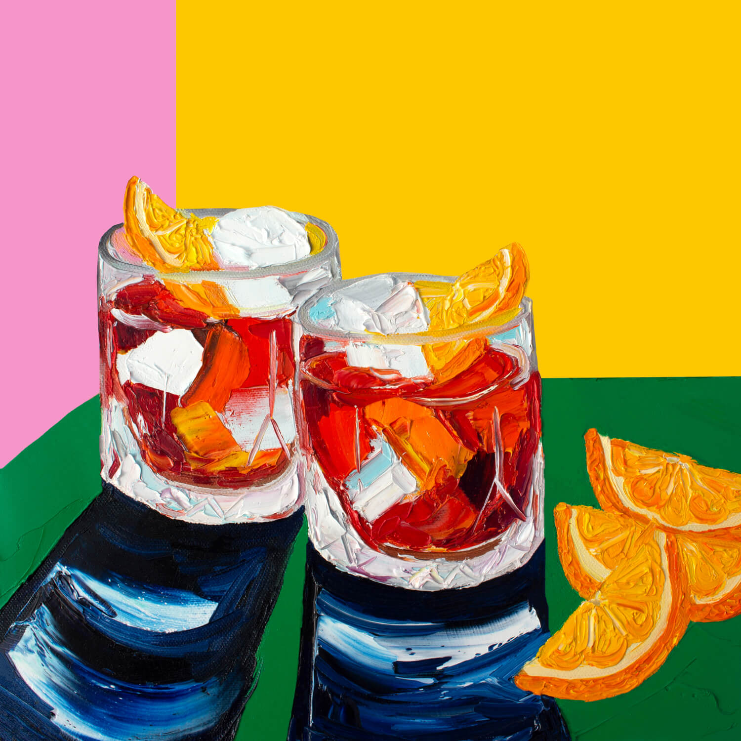 Negronis on Pink and Yellow Art Print