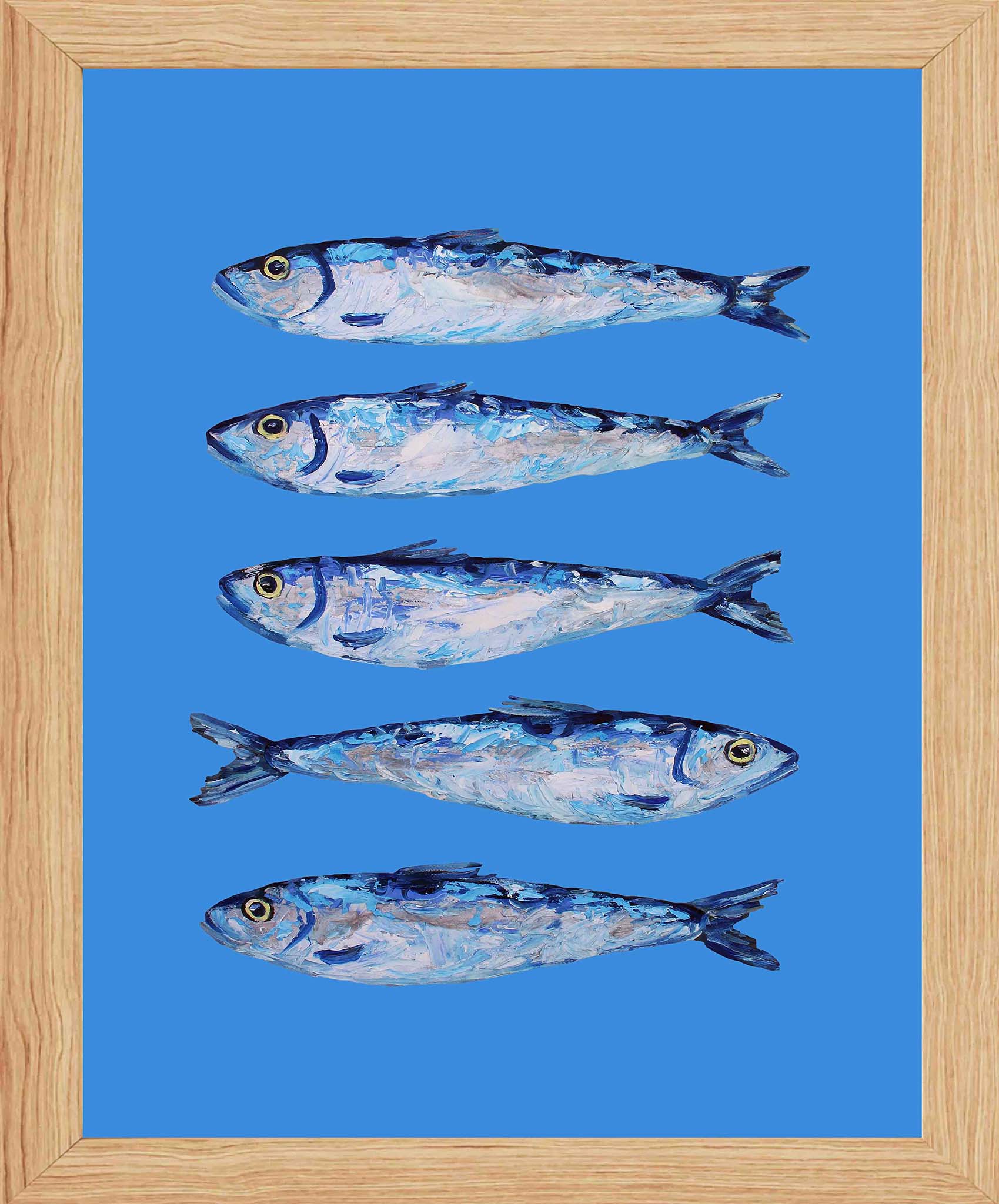 Sardines on Blue Art Print