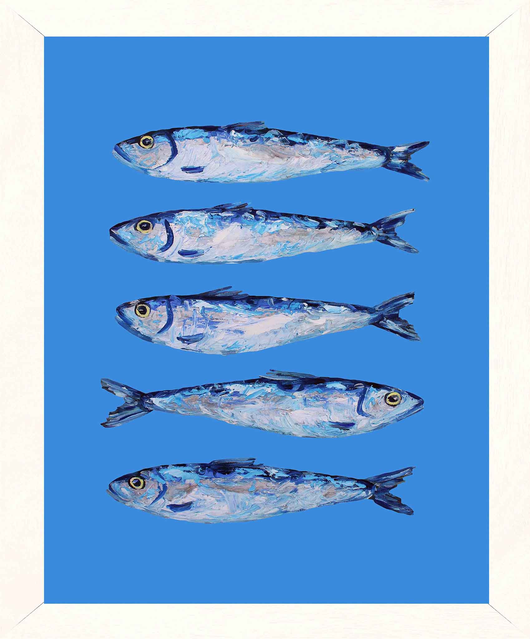 Sardines on Blue Art Print
