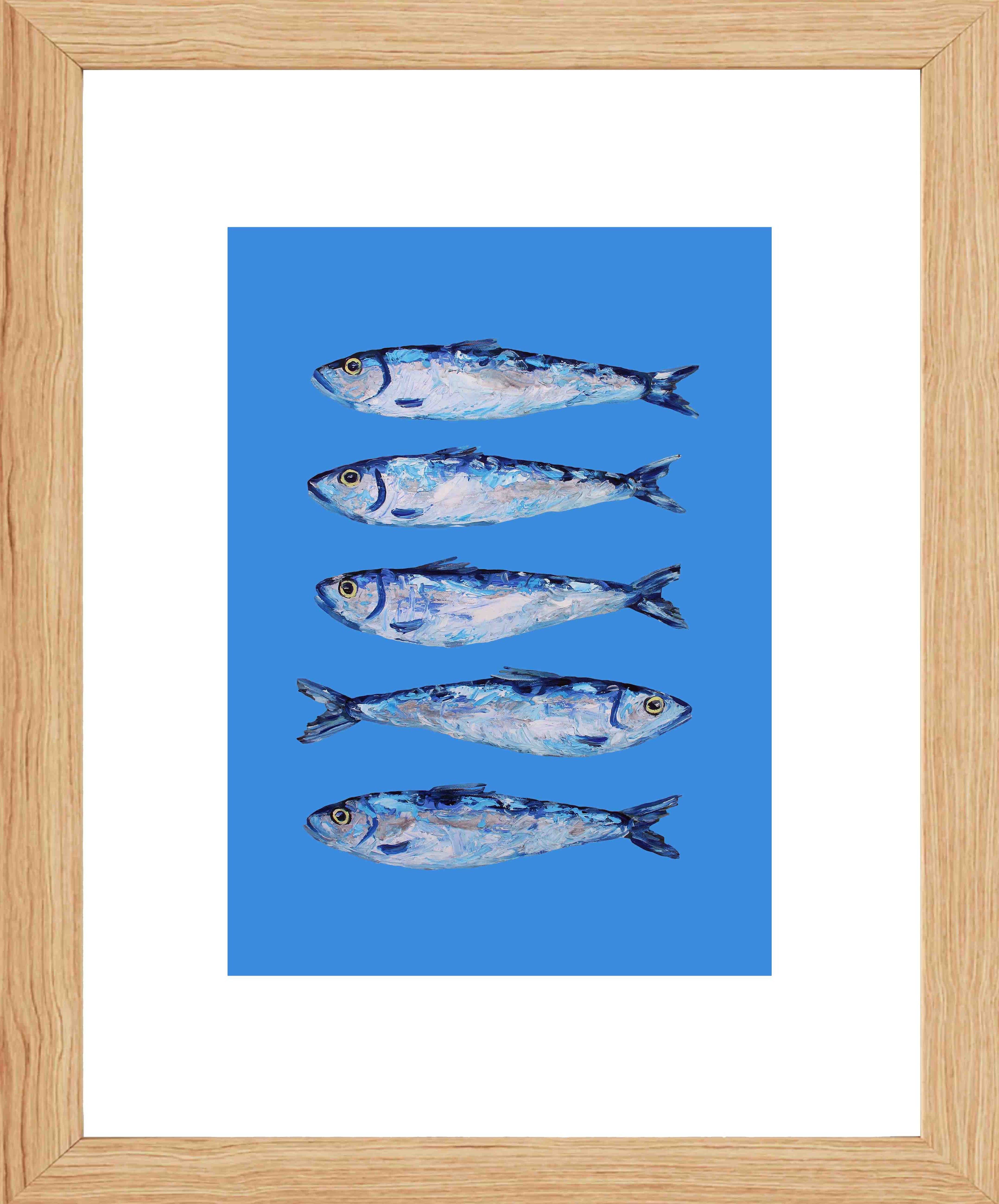 Sardines on Blue Art Print
