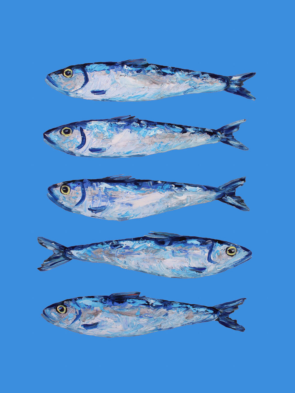 Sardines on Blue Art Print