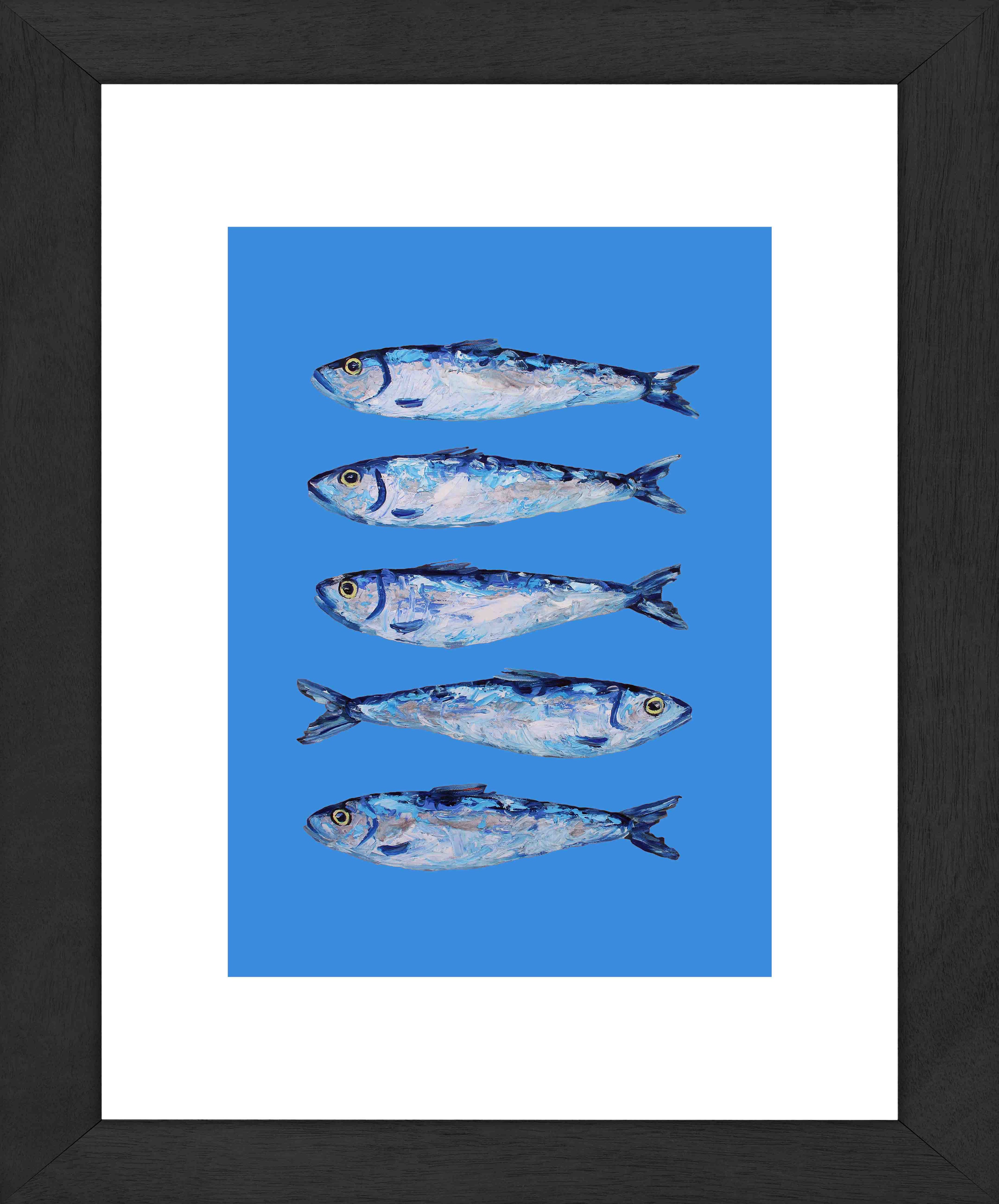 Sardines on Blue Art Print