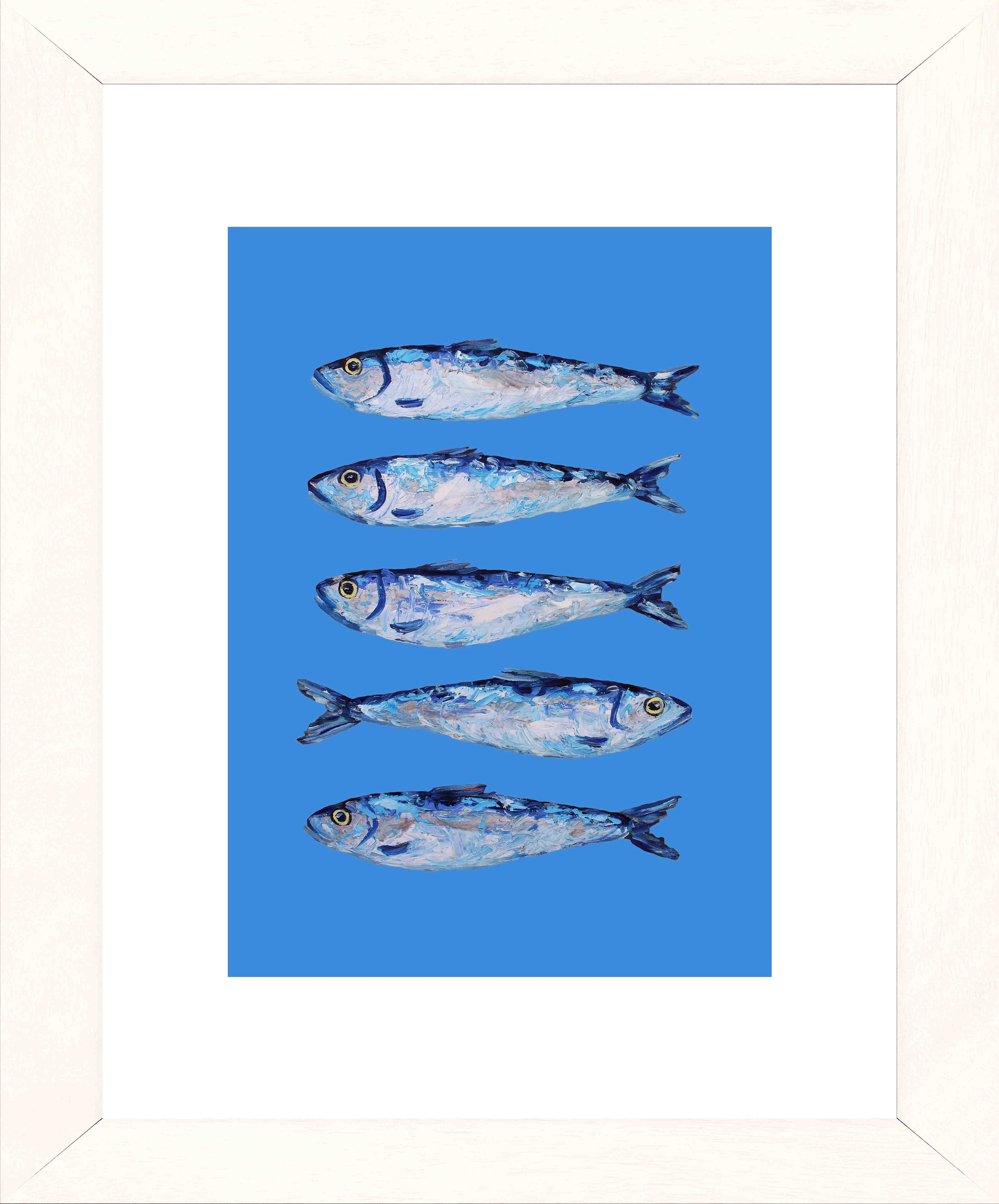 Sardines on Blue Art Print