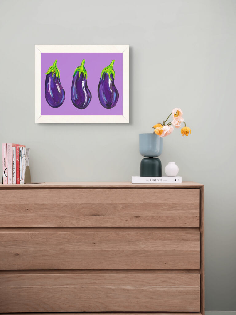 Aubergines on Purple Art Print