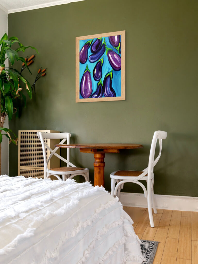 Aubergines Rain Art Print