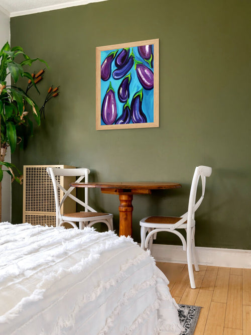 Aubergines Rain Art Print
