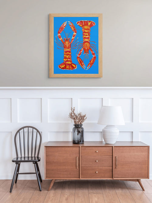 Langoustines on Blue Art Print