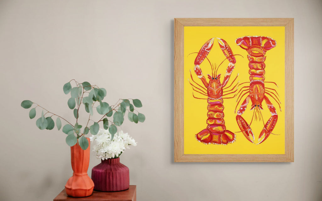Langoustines on Yellow Art Print