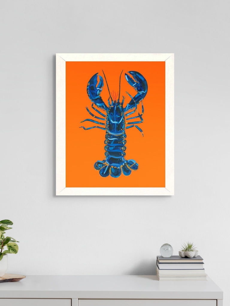 Lobster on Orange Art Print