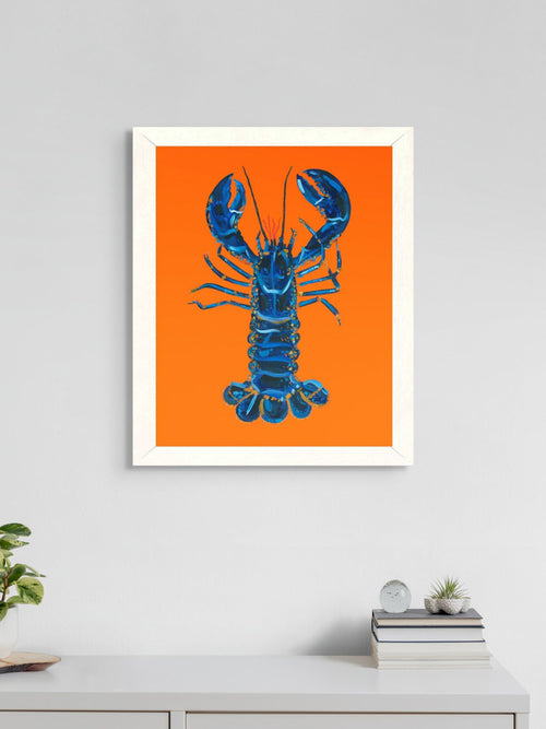 Lobster on Orange Art Print