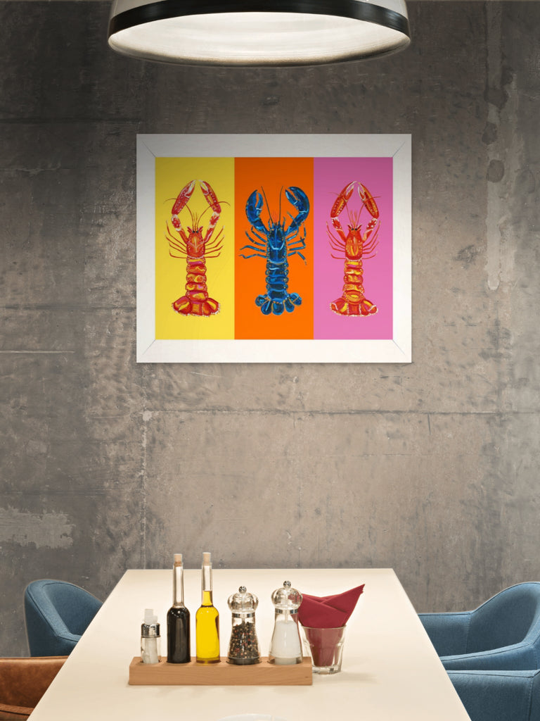 Lobster Pop Art on Yellow, Orange and Pink Art Print