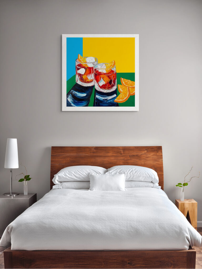 Negronis on Blue, Yellow and Green Art Print