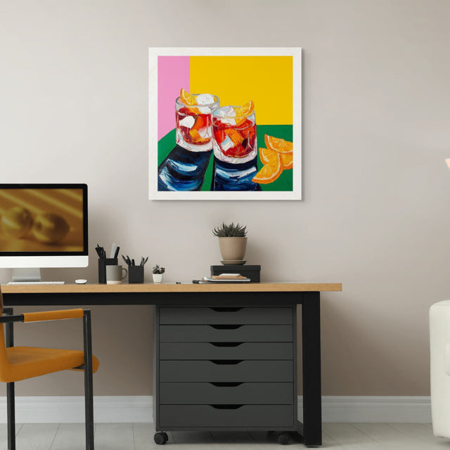 Negronis on Pink and Yellow Art Print