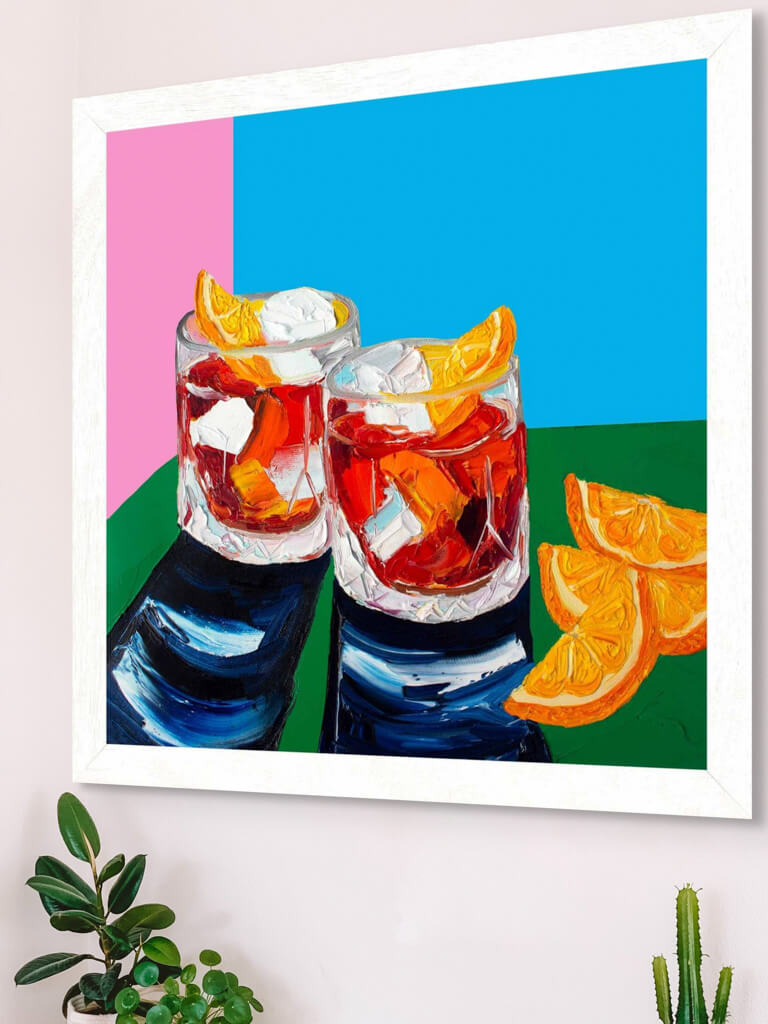 Negronis on Pink, Blue and Green Art Print