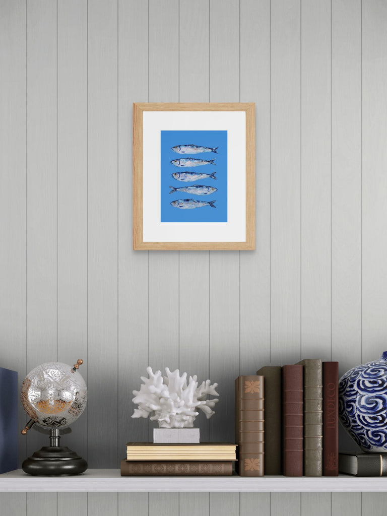 Sardines on Blue Art Print