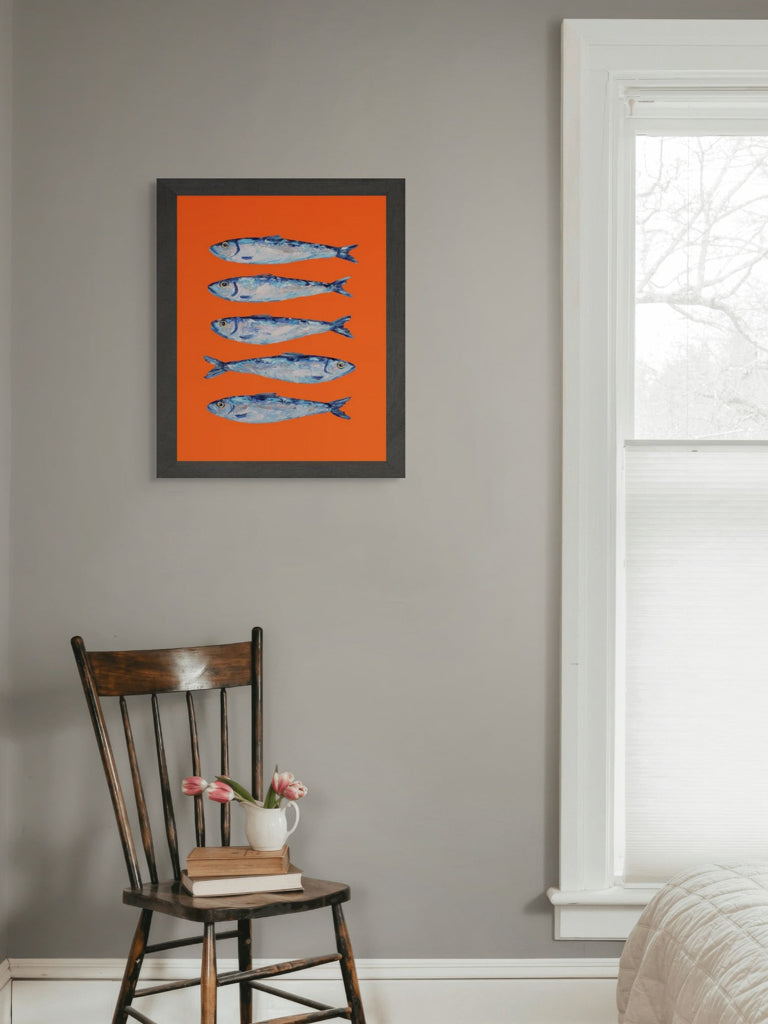 Sardines on Orange Art Print